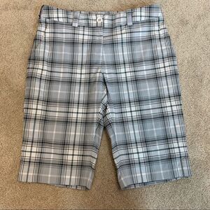 NIKE golf Gray white black plaid check Bermuda shorts Sz 6